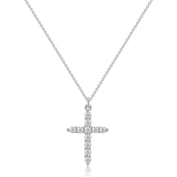 Cross Necklace for Women-Dainty Simple 14k Gold Plated Cross Pendant Cute Diamond Necklaces for Women Gold Jewelry