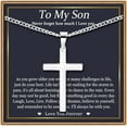 thumbnail image 1 of Cross Necklaces Gifts for Men, Silver Cuban Link Chain Necklace Gifts for Dad Son Grandson Uncle Nephew Boyfriend, 1 of 8
