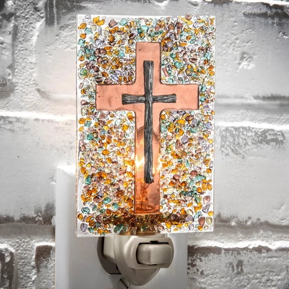 Cross Night Light Fused Stained Glass