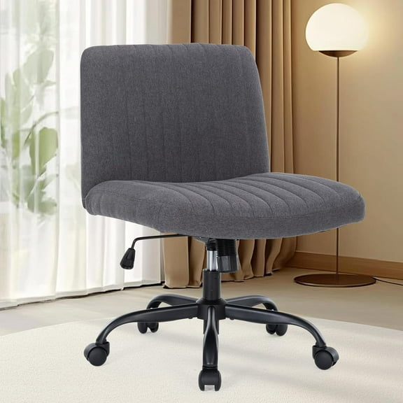 Cross Office Chair with Wheels Armless Wide Cross Legged Office Chair Mid Back Modern Home Office Desk Chair Swivel Adjustable Vanity Chair Computer Chair