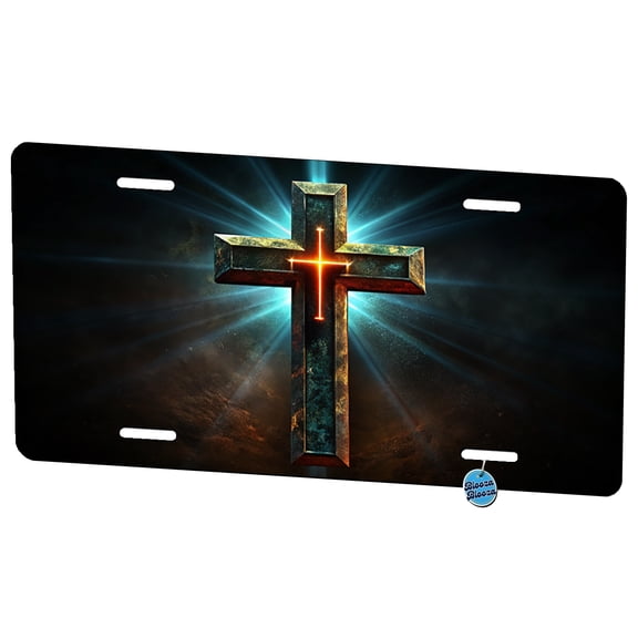 Cross On A Dark Background Religious Metal Novelty License Plate