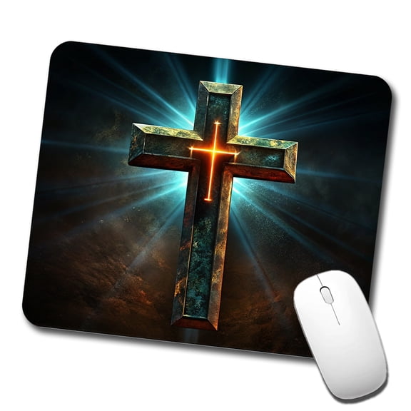 Cross On A Dark Background Religious Mouse Pad Low Profile Gaming Mat