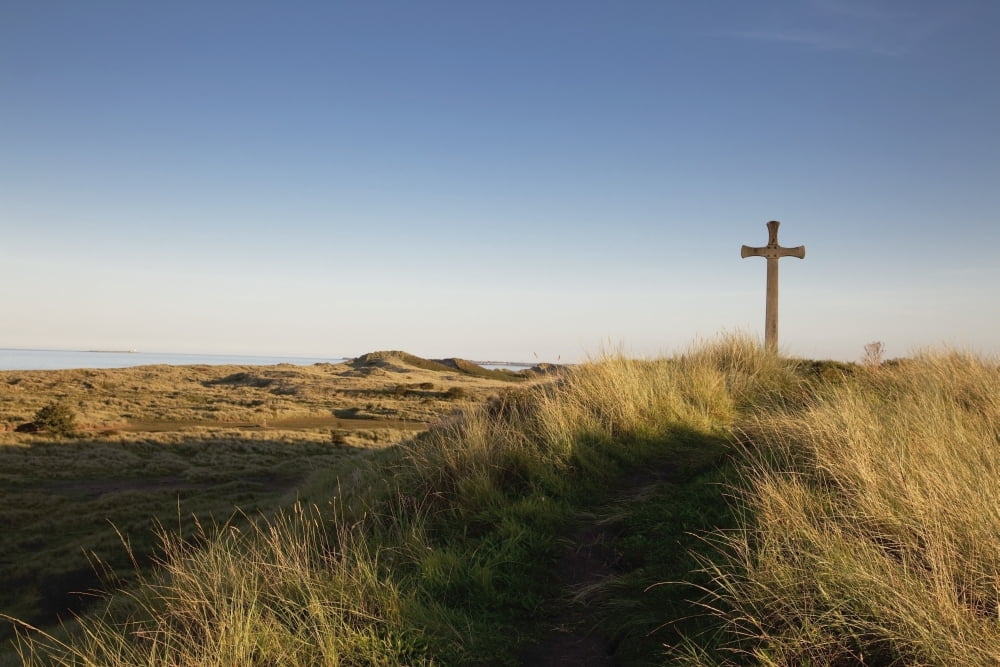 Cross On A Hill Overlooking Valley Alnmouth Northumberland England Canvas Art - John Short Design Pics (38 x 24)