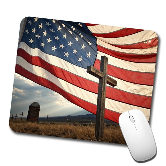 Cross Over American Flag USA United States Mouse Pad Low Profile Gaming Mat