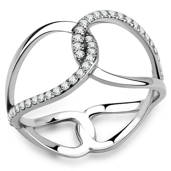 Cross Over Geometric Infinity Ring Stacking Midi Ring 1.5 Ct Diamond 14K White Gold Over