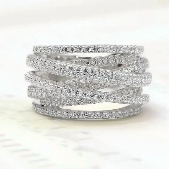 Cross Over Women's Engagement Ring For Her Gift 1.9 Ct Diamond 14K White Gold Over