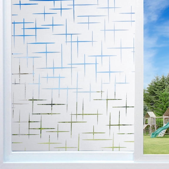 Cross Pattern 35.4" x 78.7" Window Film Decorative Heat Blocking Sun Blocker