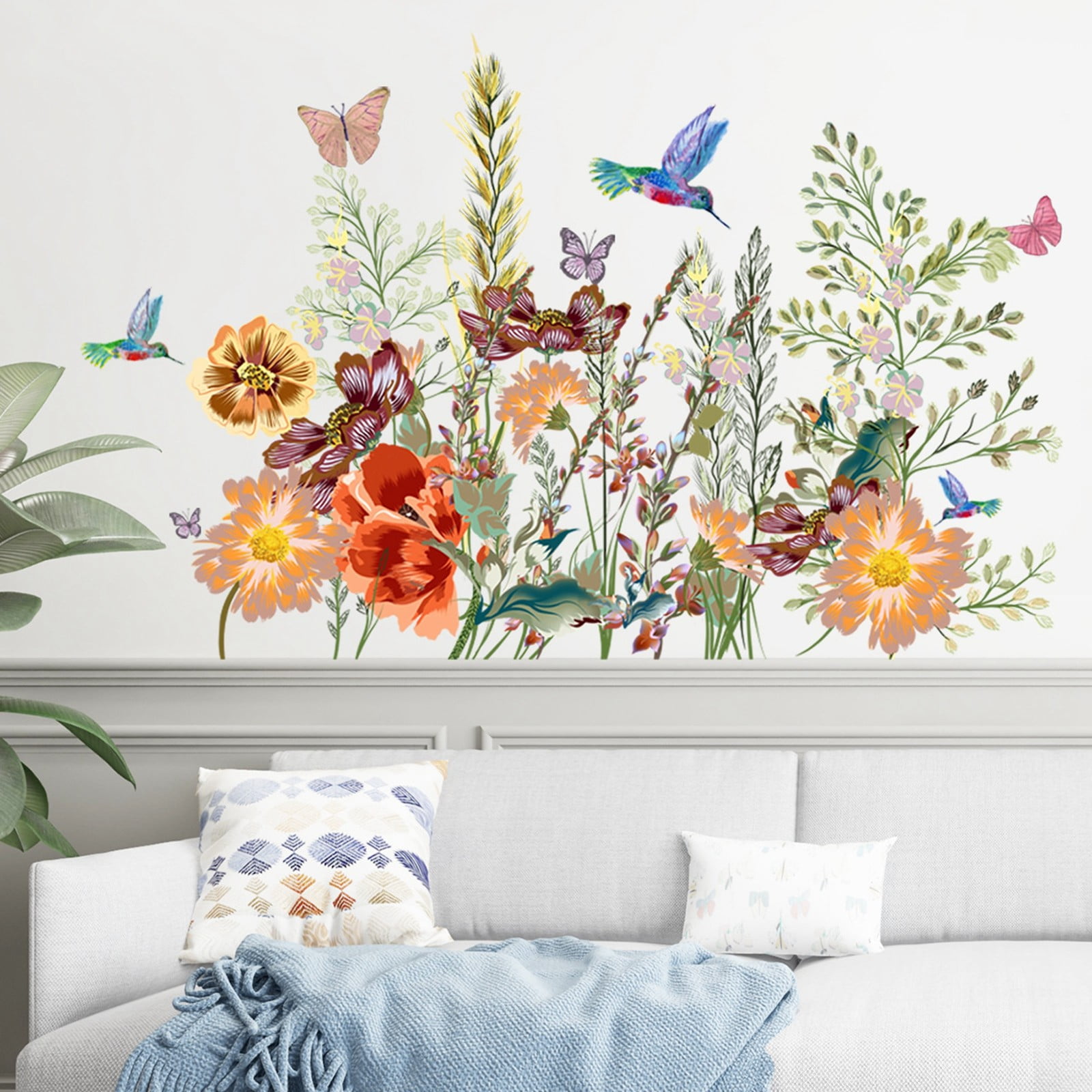 Cross Pendant Butterfly Flower Wall Stickers Living Room Bedroom