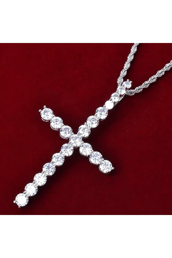 Cross Pendant Necklace 14K Yellow Gold Charming Rock Street Hip Hop Jewelry