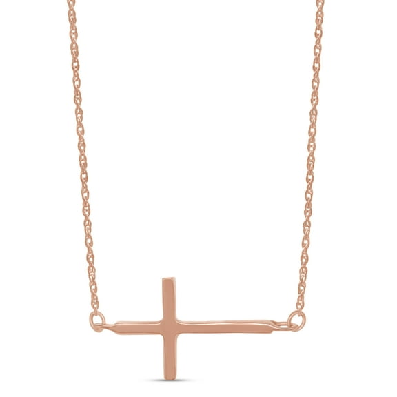 Cross Pendant Necklace Along With 18" Chain in 14k Rose Gold Plated Silver