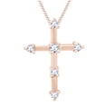 thumbnail image 1 of AFFY Cross Pendant Necklace In 14k Solid Rose Gold Round Shape White Natural Diamond (0.15 cttw), 1 of 1