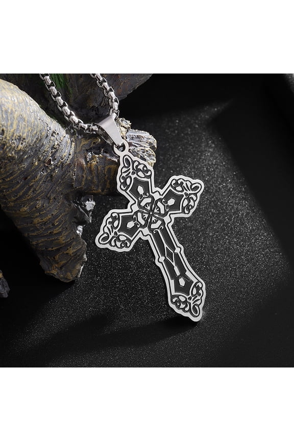 Cross Pendant Necklace Indie Punk Gothic Choker for Woman Men