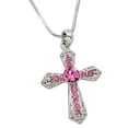 thumbnail image 1 of Cross Pendant Necklace Rhinestone Crystal Rhodium High Polished J0461-PK, 1 of 2