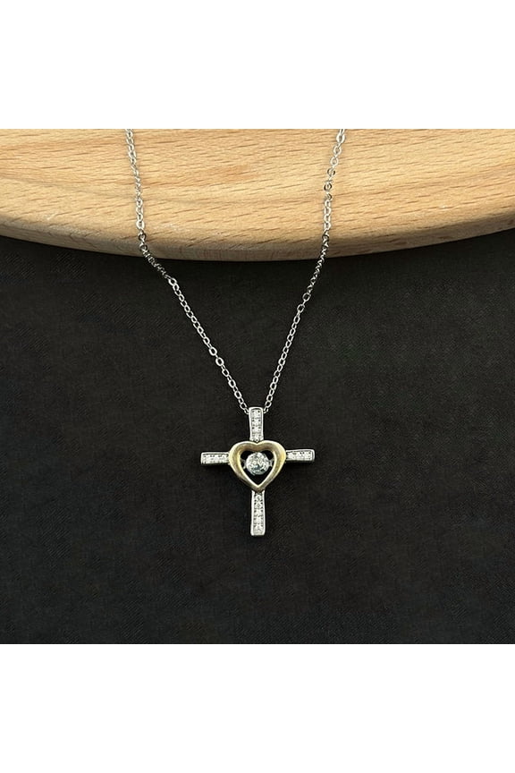 Cross Pendant Necklace Two-color Love