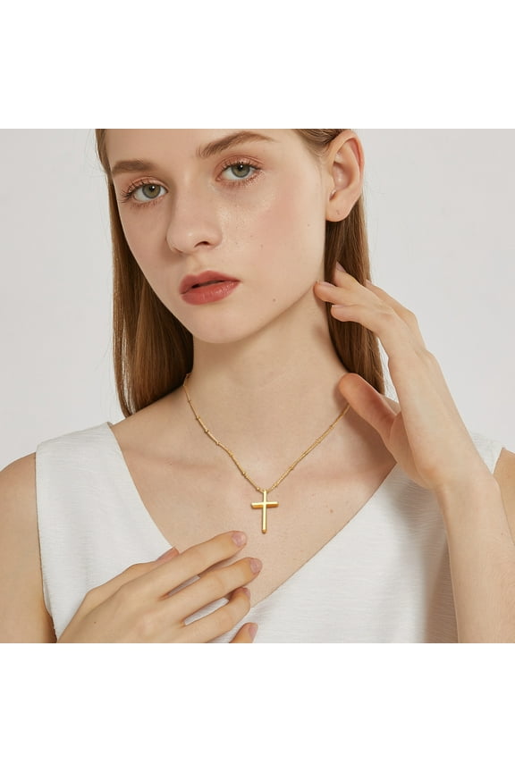 Cross Pendant Necklace for Women Christian Religious Faith Chain Necklaces Stainless Steel Hypoallergenic Jewelry First Communion Confirmation Baptism Easter Gifts