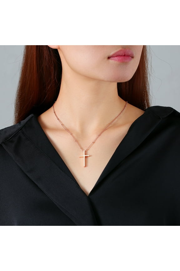 Cross Pendant Necklace for Women Christian Religious Faith Chain Necklaces Stainless Steel Hypoallergenic Jewelry First Communion Confirmation Baptism Easter Gifts