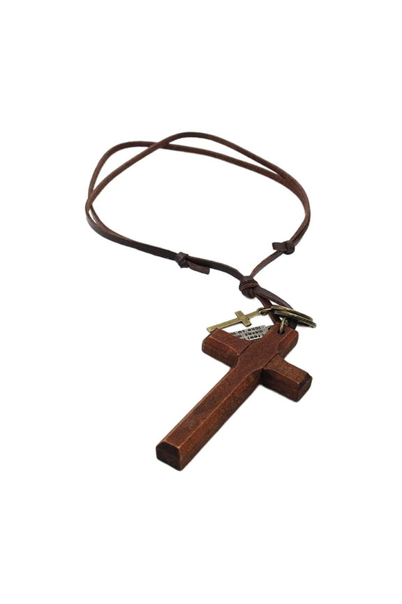 Cross Pendant Necklace Wood Cross Pendant Necklace for Thanksgiving Day Gift for Men Women