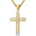 thumbnail image 1 of Cross Pendant Necklace for Men, Large Jesus Christ 316L Stainless Steel Cross Pendant Necklace, Box Chain Heavy Duty Necklace for Men, 1 of 9