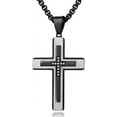 thumbnail image 1 of Cross Pendant Necklace for Men, Large Jesus Christ 316L Stainless Steel Cross Pendant Necklace, Box Chain Heavy Duty Necklace for Men, 1 of 5