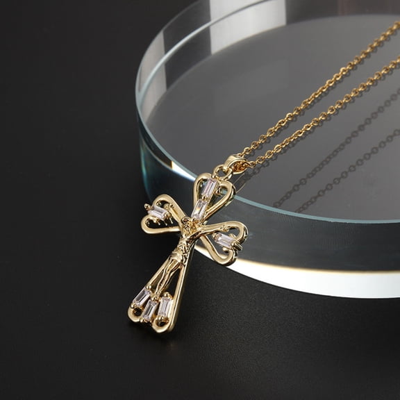 Cross Pendant Necklace for Women Color Zircon Hip Hop Cross Necklace Hanging for Women Jewelry Valentines Day
