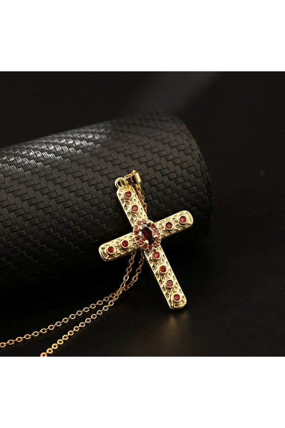 Cross Pendant Necklace for Women Copper Plated 18K Color Zircon Hip Hop for Women Jewelry Valentines Day