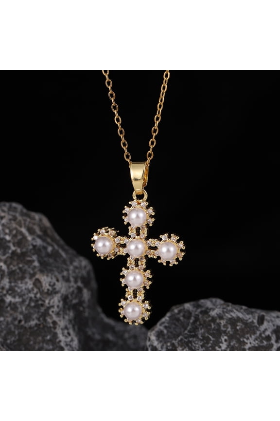 Cross Pendant Necklace for Women Copper Zircon Plated Real Gold for Women Jewelry Valentines Day