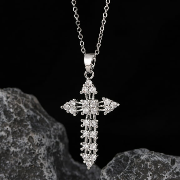 Cross Pendant Necklace for Women Copper Zircon Plated Real Gold for Women Jewelry Valentines Day