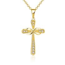 Vireellx Cross Pendant Necklace for Women Eternal Infinite Love 8 Characters with Diamonds for Women Jewelry Valentines Day