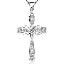 Cross Pendant Necklace for Women Eternal Infinite Love 8 Characters with Diamonds for Women Jewelry Valentines Day