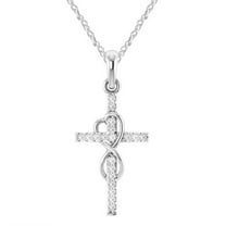 Vireellx Cross Pendant Necklace for Women Eternal Infinite Love 8 Characters with Diamonds for Women Jewelry Valentines Day