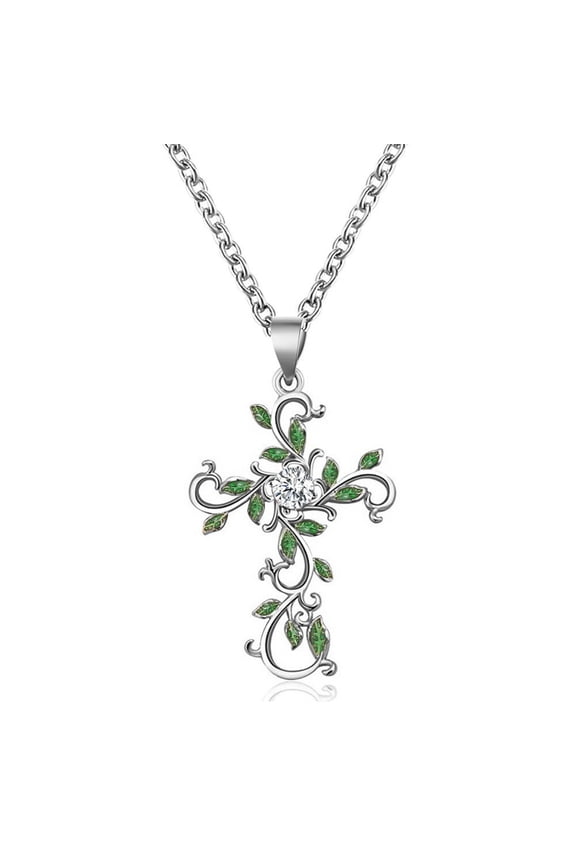 Cross Pendant Necklace for Women Flowers Cross Necklace for Women Jewelry Valentines Day