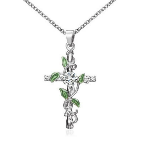 Cross Pendant Necklace for Women Leaf Wrapped Cross Pendant for Women Jewelry Valentines Day