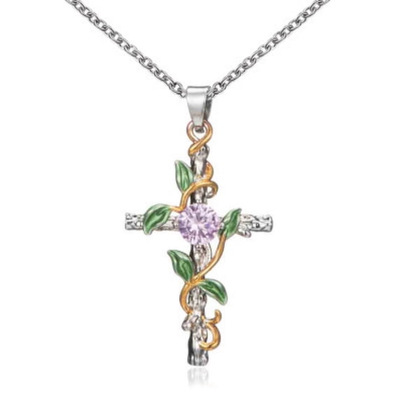Cross Pendant Necklace for Women Leaf Wrapped Cross Pendant for Women Jewelry Valentines Day