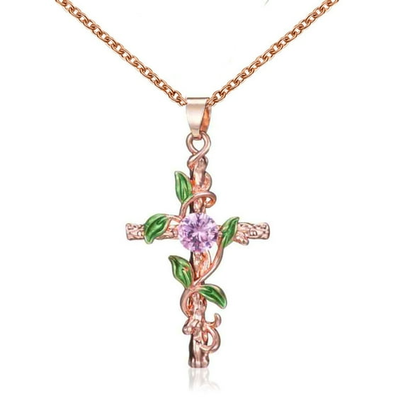 Cross Pendant Necklace for Women Leaf Wrapped Cross Pendant for Women Jewelry Valentines Day