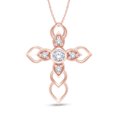thumbnail image 1 of Cross Pendant Necklace for Women | Round Lab Created Moissanite Religious Cross Necklace For Her | 14K Solid Rose Gold Along with 18" Chain, 1 of 5
