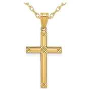 Gem & Harmony Cross Pendant Necklace in 14K Yellow Gold with Chain for Women