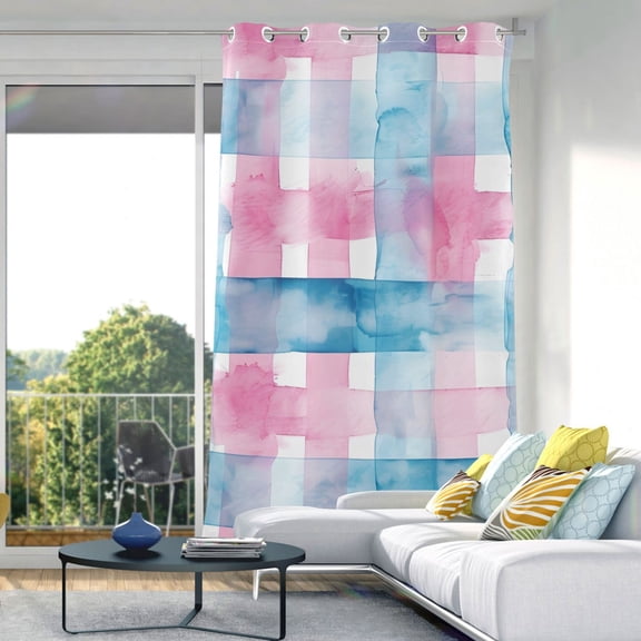 Cross Pink Blue Blackout Curtain Panels Drapes Privacy Assured with Light Filtering Curtains for Living room Bedroom Bathroom Window