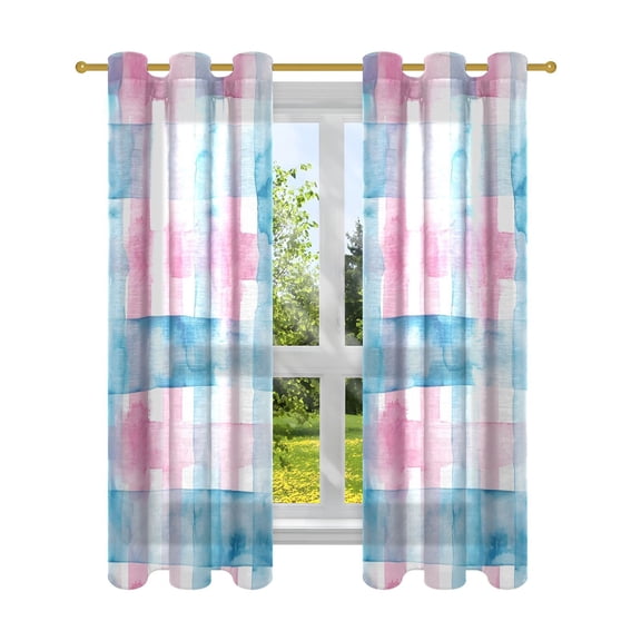 Cross Pink Blue Blackout Curtains Patio Door Curtains Window Decoration for Bedroom Living Room 2 Panels