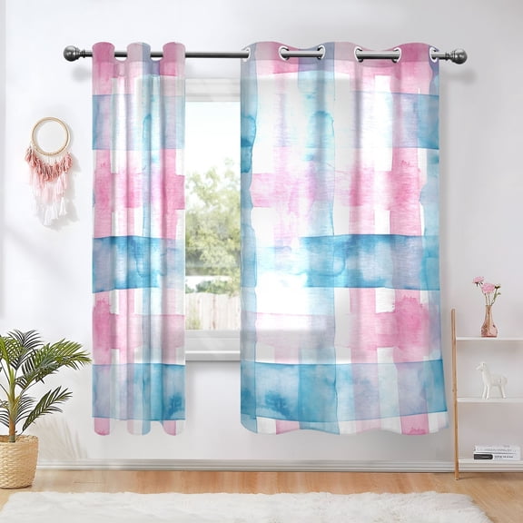 Cross Pink Blue Blackout Curtains Thermal Insulation 63 inch Grommet for Bedroom Living Room Bathroom Kitchen Windows 2 Pack
