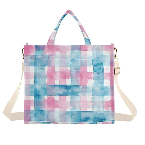 Cross Pink Blue Corduroy Tote Bag Handbag Large Messenger Bag Shoulder Crossbody Zipper Bag Purse