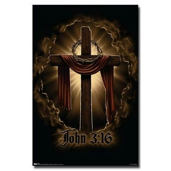 Cross Poster Jesus Christ John 3:16 Religion New 24 x 36 inches