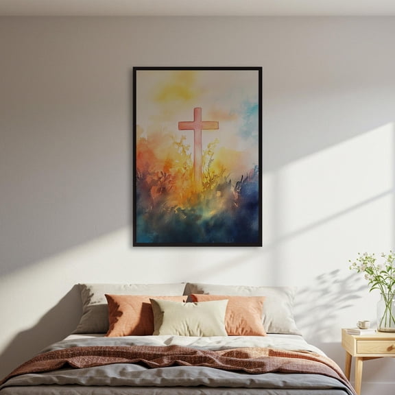 Cross Poster, Spiritual Christian Wall, Faith Home Decor, or Un Religious