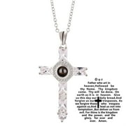 HOZXCLLE Cross Projection Necklace Christian Bible Projection Pendant Necklace Gift