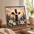 thumbnail image 1 of Cross Punch Needle Art Kit With Wooden Frame, Yarn Flower Embroidery Set for Adults and Beginners, Religious Easter Home Decor, 7.87 x 7.87 Inch, 1 of 7