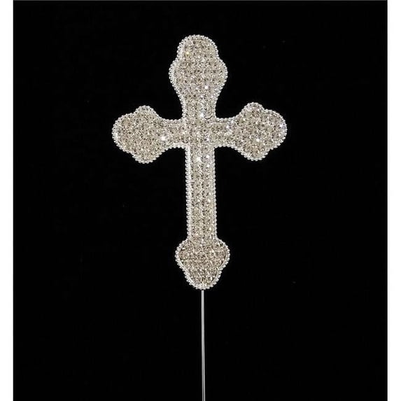 Cross Rhinestone Cake Topper - Silver