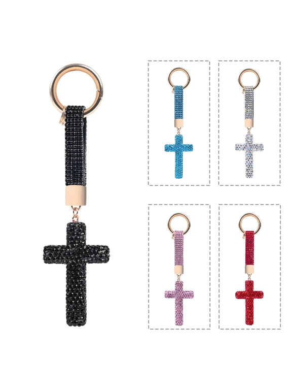 Cross Rhinestone Keychain Charm Pendant Purse Bag Cute Crystal Key Holder Arts Craft Pendant Inspiration Key Ring Purse Charms for Handbags