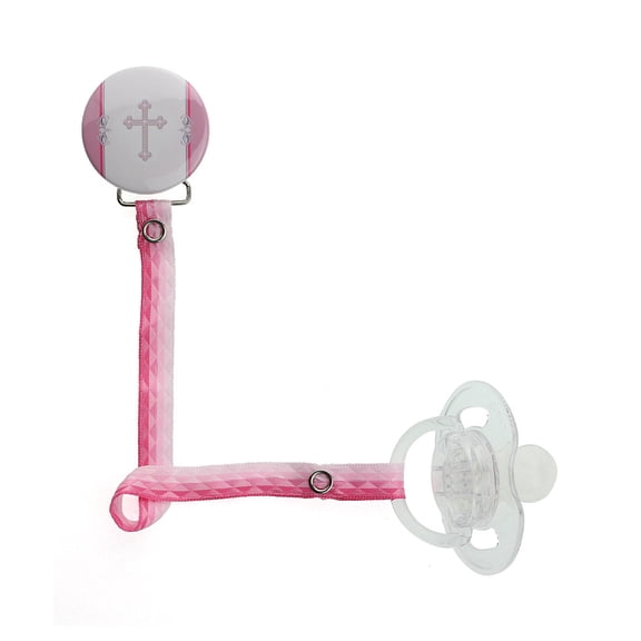 Cross Ribbon Pacifier Clip