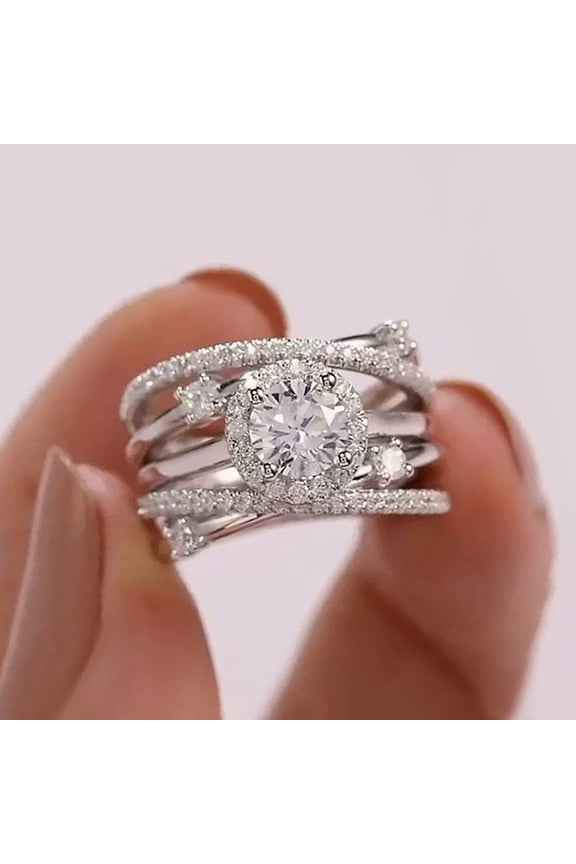 Cross Ring 925 Sterling Silver Shiny Round  Crystal Twisted Rope Cross Wedding Band for Women