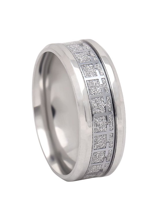 Cross Wedding Band Ring for Women Size 14 Stainless Steel 8mm Comfort Fit Silver Tone Ginger Lyne Collection
