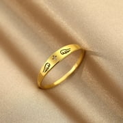 CXWIND Cross Ring Thin Cross with Angel Wings Band Ring Stainless Steel Angel Wings Dainty Ring Jewelry Gift for Women